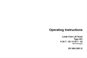 Linde H25T Operators manual