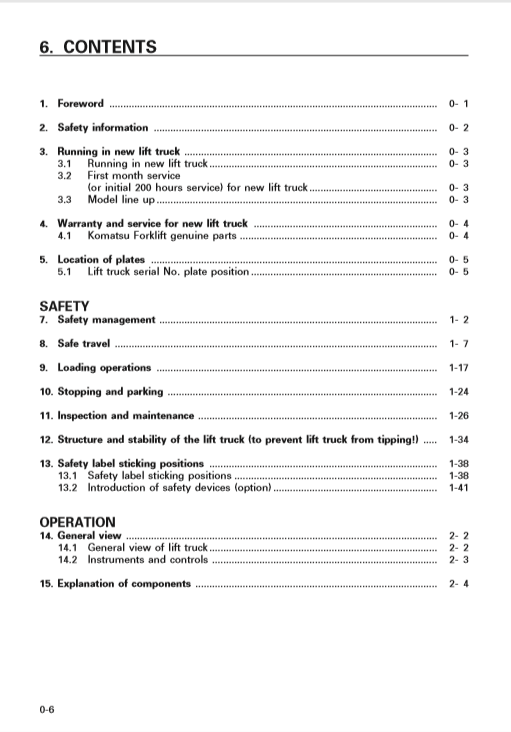 Komatsu FG35-7 Operators and Maintenance Manual - Image 4