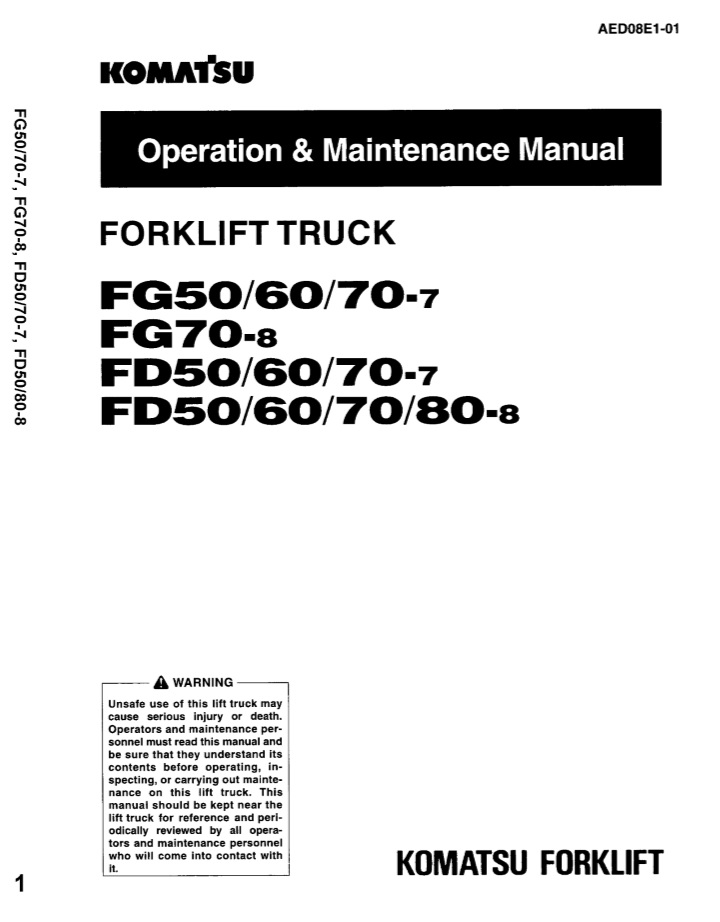 Komatsu FG50-7 Forklift Operators and Maintenance Manual - Image 3