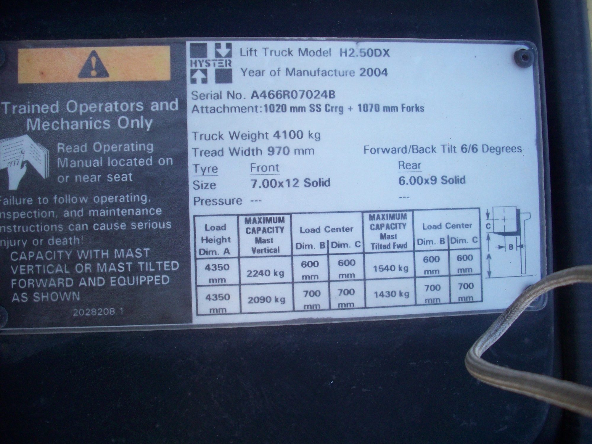 Used Hyster H2.50DX Forklift